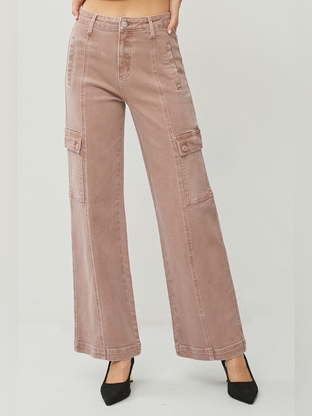 Women's Cargo Wide-Leg Pants in Dusty Rose